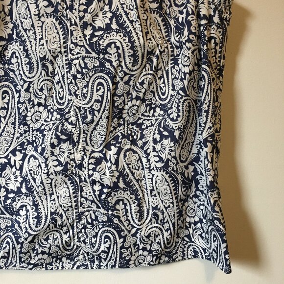 Navy Paisley 100% Cotton Tunic Neck Tank Top - Picture 5 of 13